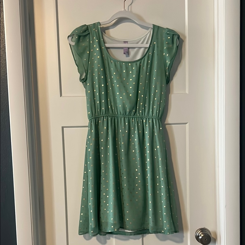 Alya Green Puff Sleeve Mini Sundress
